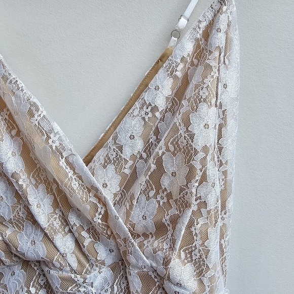 Lulu's Frilled To Be Here White Lace Mini Dress, Size Medium - Picture 6 of 14